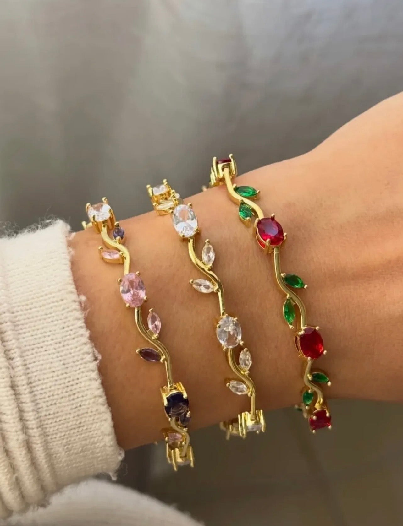 Bracelet joaillerie Émeraude & Zircon