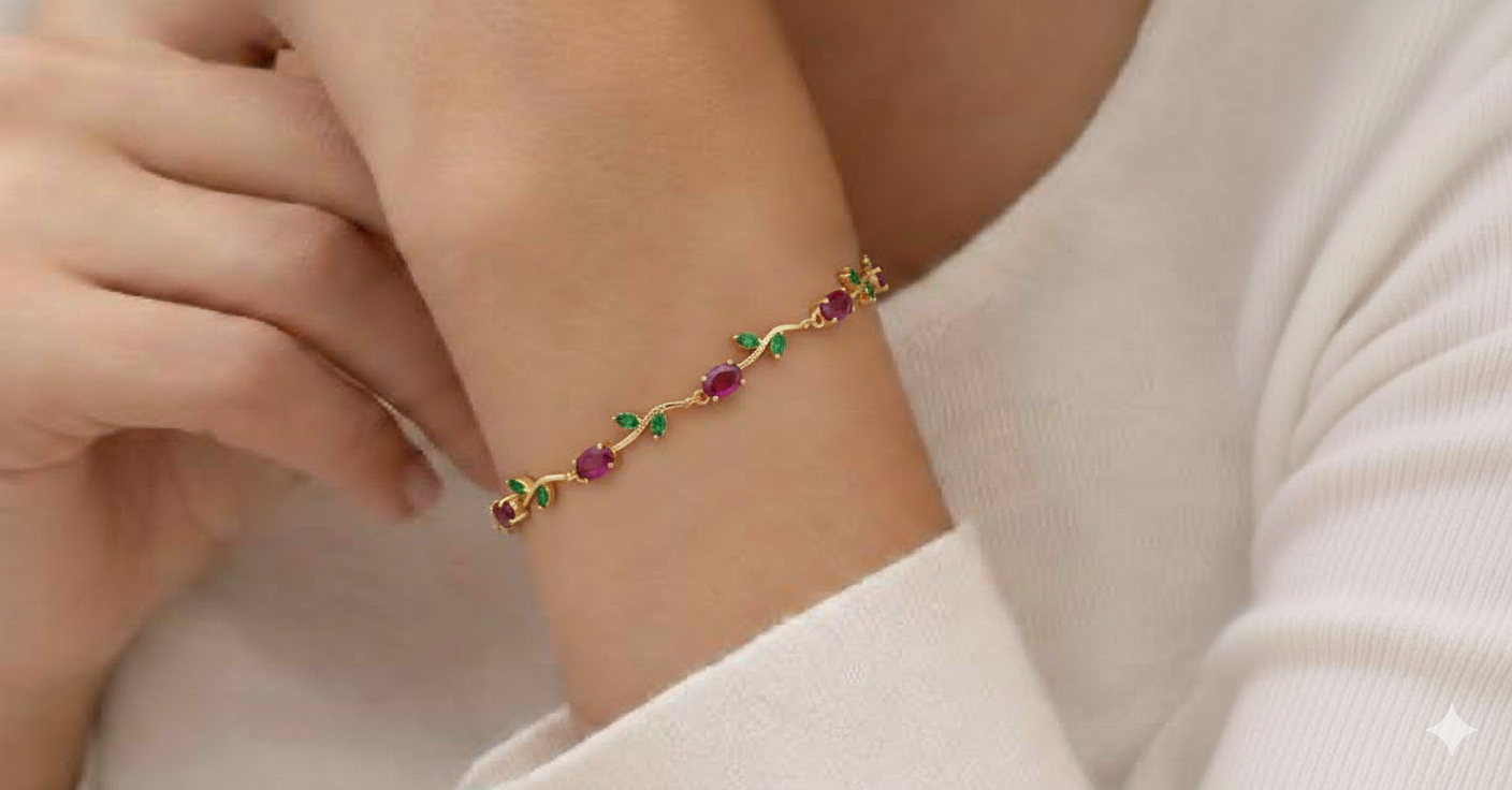 Bracelet joaillerie Émeraude & Zircon