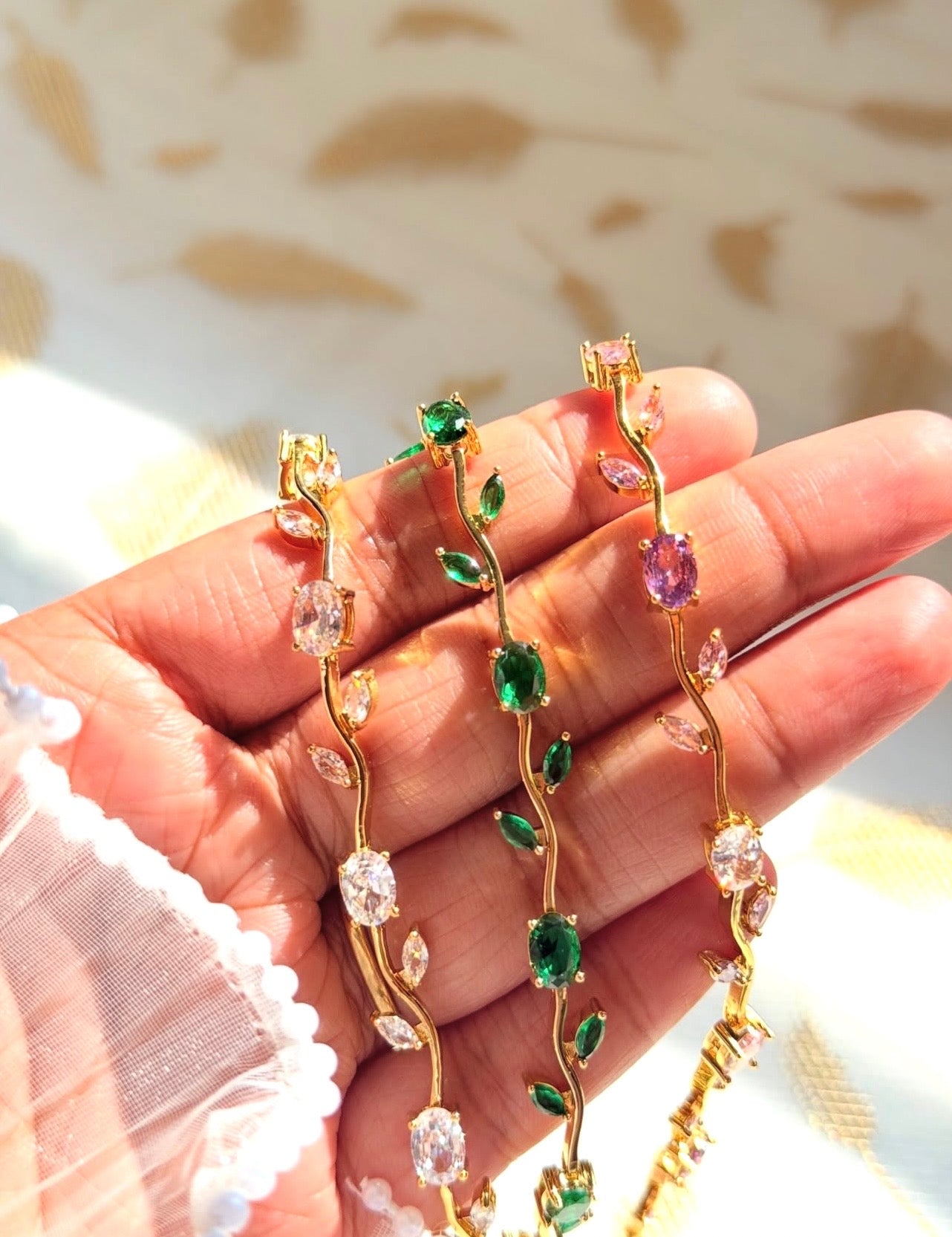 Bracelet joaillerie Émeraude & Zircon