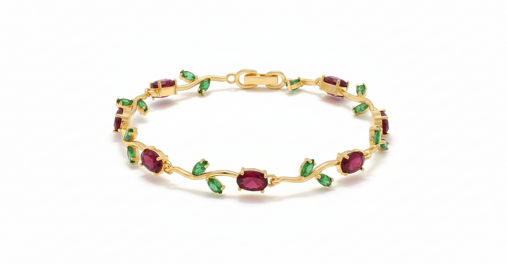 Bracelet joaillerie Émeraude & Zircon