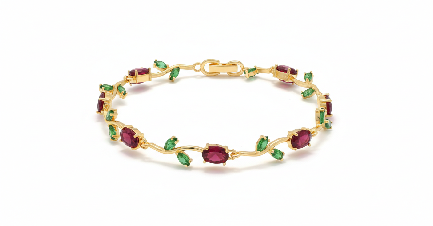 Bracelet joaillerie Émeraude & Zircon