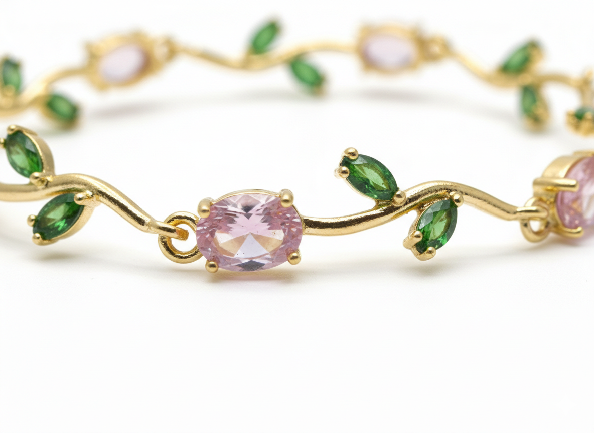 Bracelet joaillerie Émeraude & Zircon