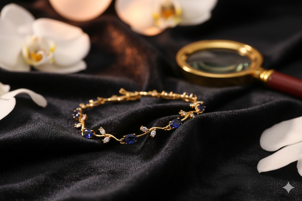 Bracelet joaillerie Émeraude & Zircon