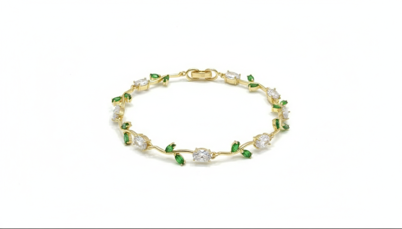 Bracelet joaillerie Émeraude & Zircon