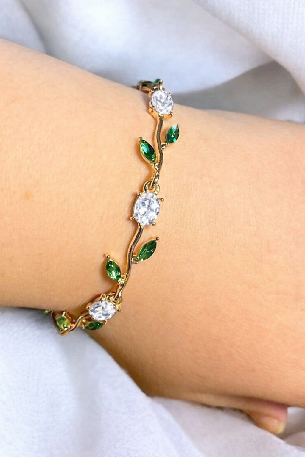 Bracelet joaillerie Émeraude & Zircon