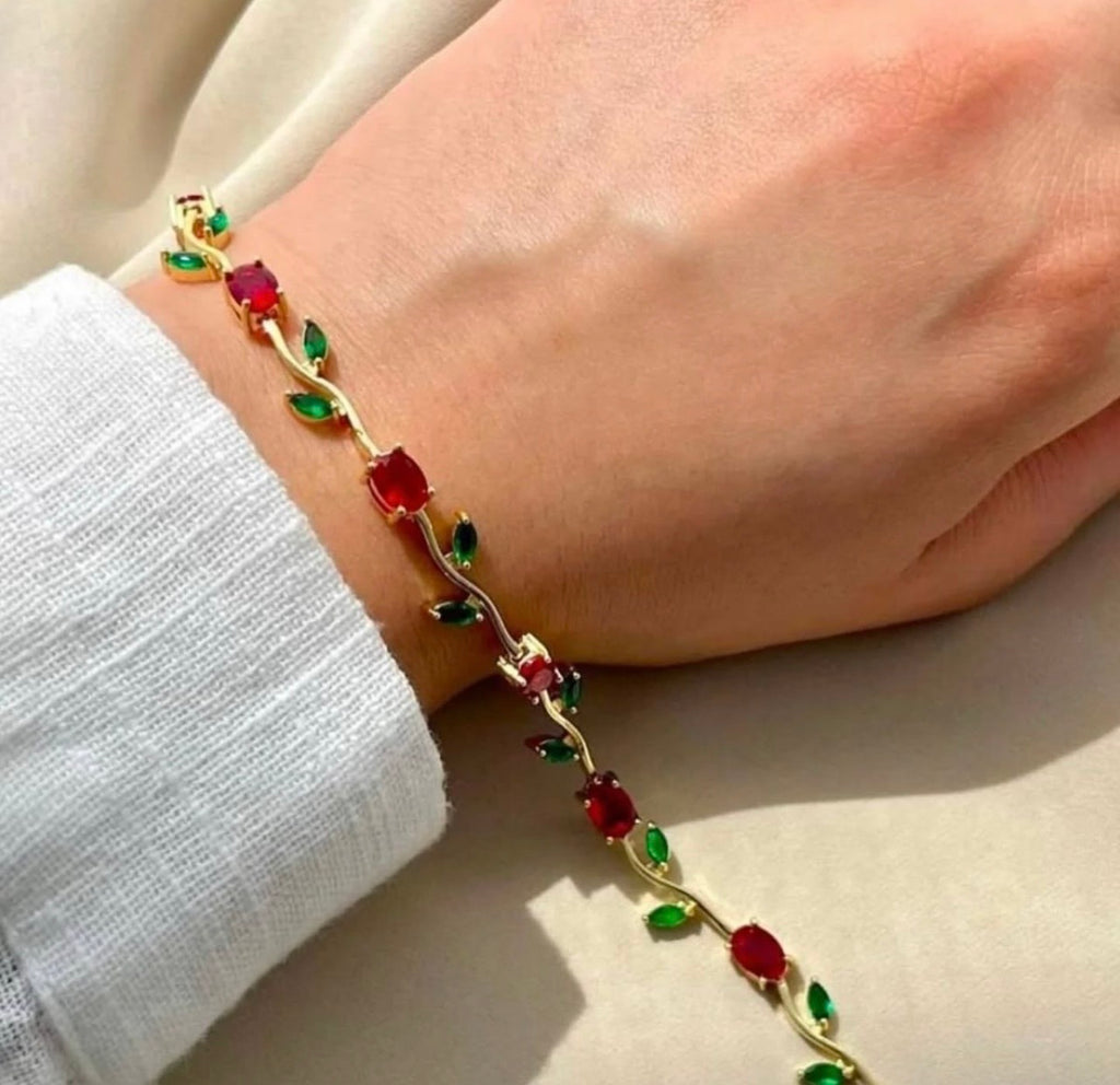 Bracelet joaillerie Émeraude & Zircon