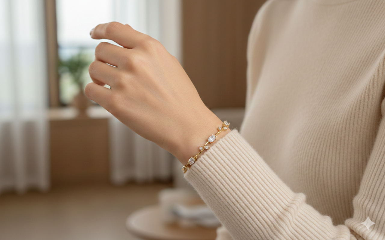 Bracelet joaillerie Émeraude & Zircon