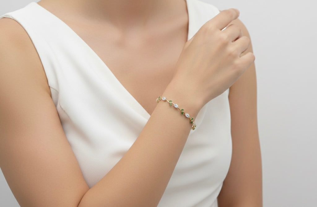 Bracelet joaillerie Émeraude & Zircon