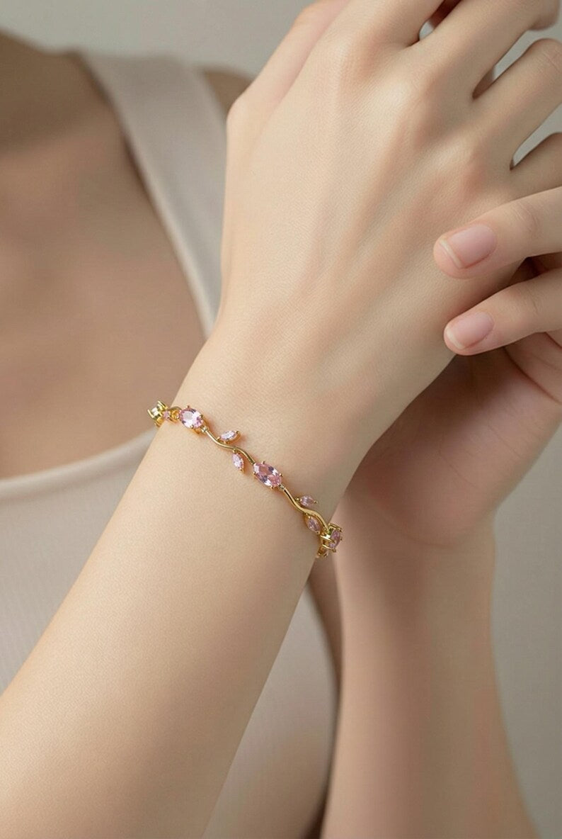 Bracelet joaillerie Émeraude & Zircon