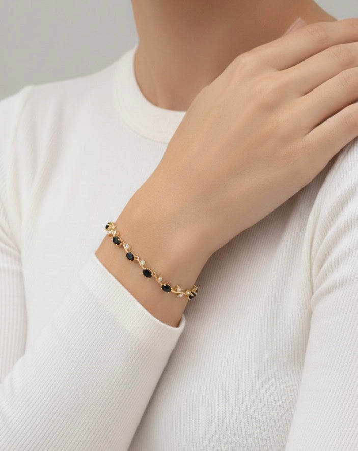 Bracelet joaillerie Émeraude & Zircon