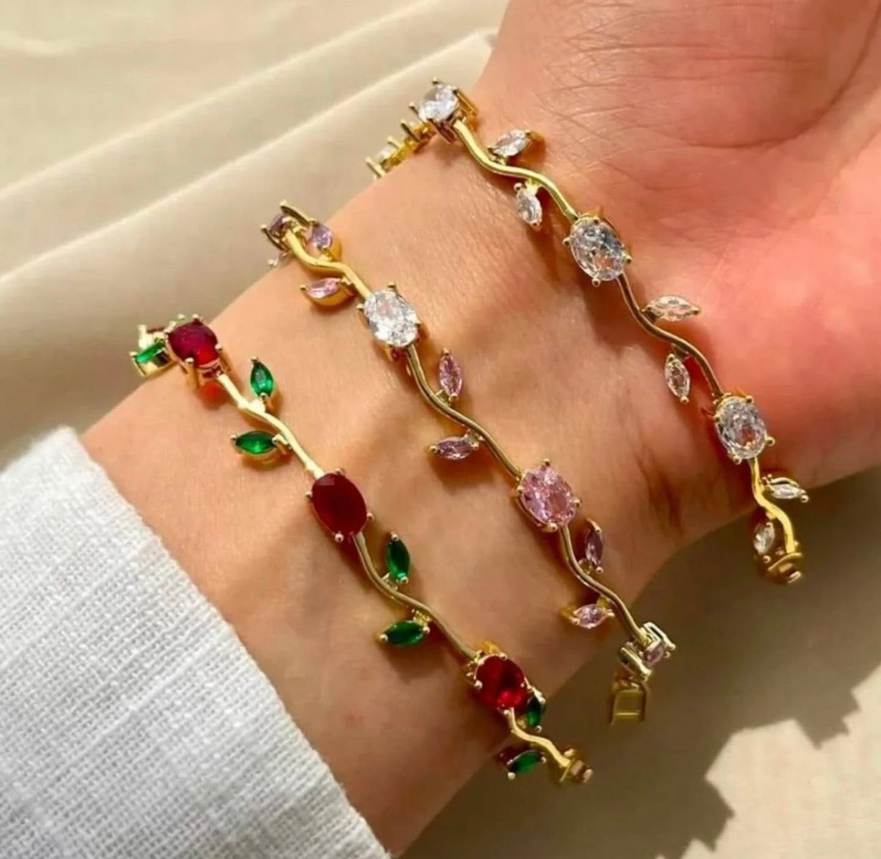 Bracelet joaillerie Émeraude & Zircon