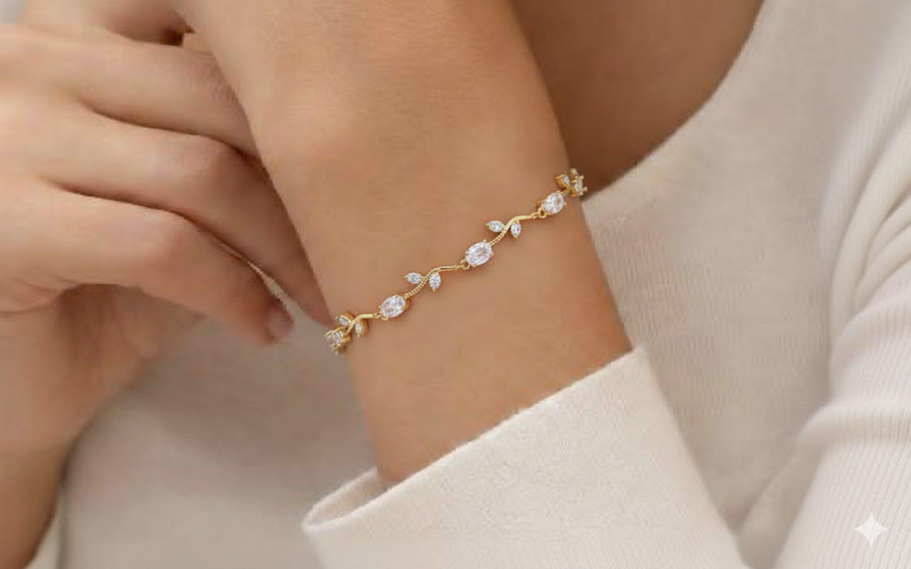 Bracelet joaillerie Émeraude & Zircon