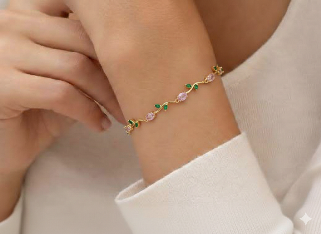 Bracelet joaillerie Émeraude & Zircon