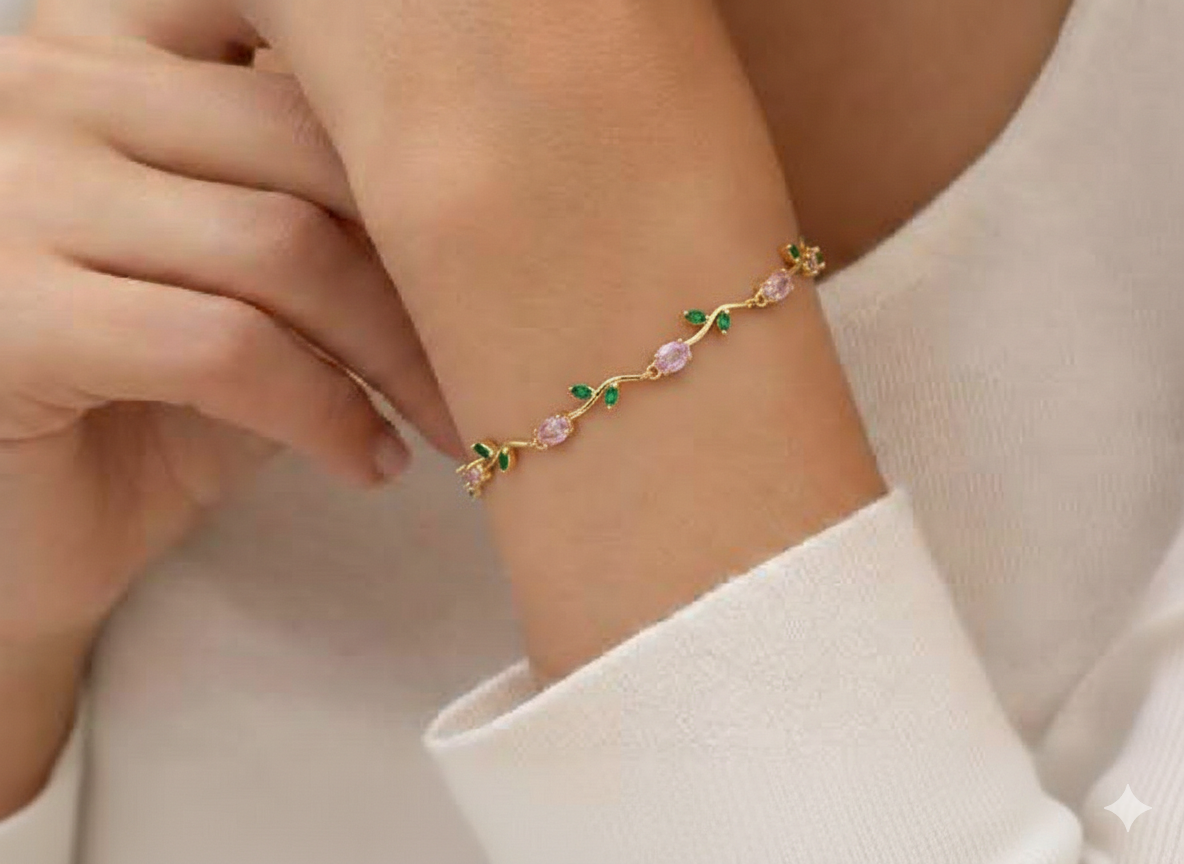 Bracelet joaillerie Émeraude & Zircon