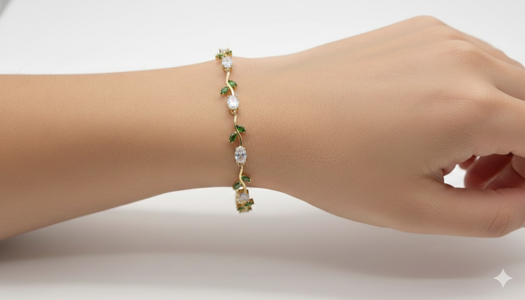 Bracelet joaillerie Émeraude & Zircon