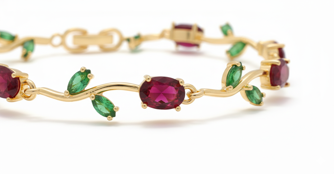 Bracelet joaillerie Émeraude & Zircon