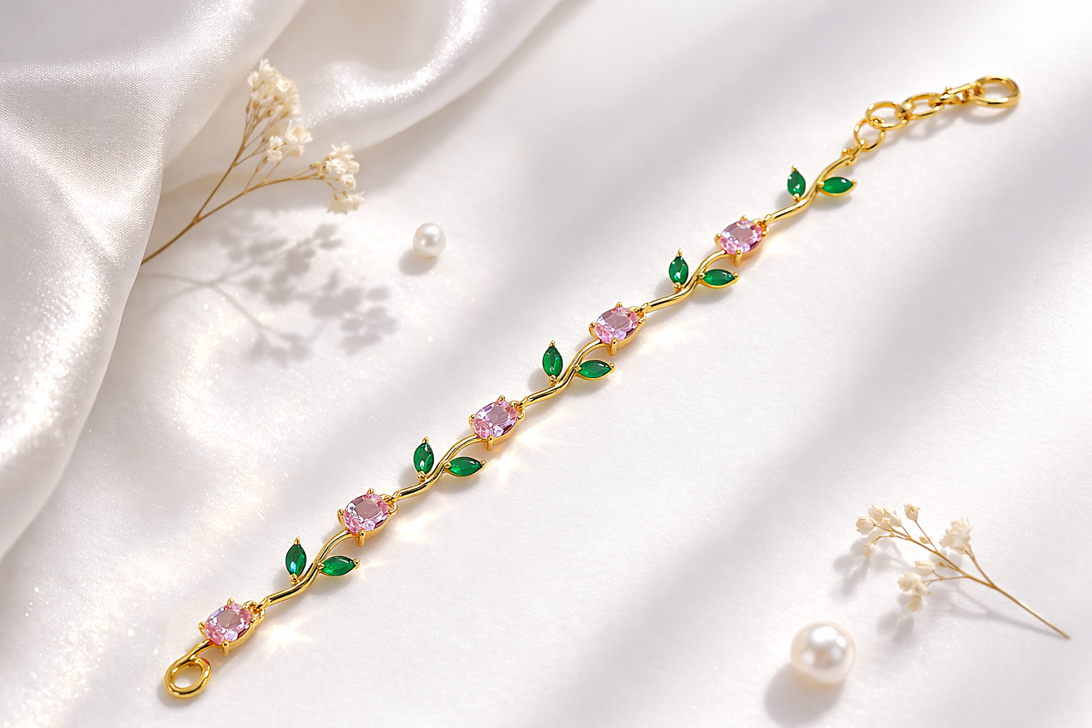 Bracelet joaillerie Émeraude & Zircon