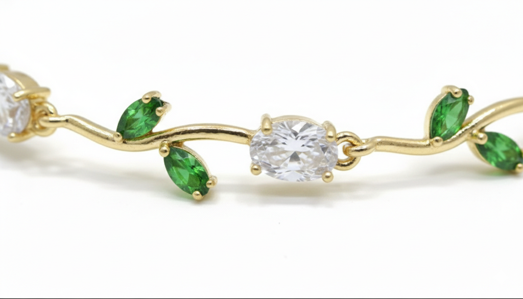 Bracelet joaillerie Émeraude & Zircon